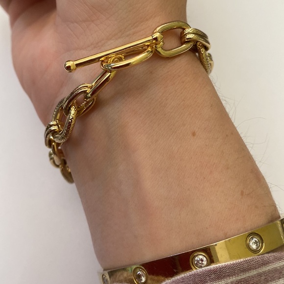 Tiffany style gold chain link adjustable bracelet - Picture 8 of 10